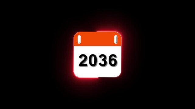 Future calendar date countdown animation: fast-paced years passing from 2030 to 2042 for time travel or planning concepts