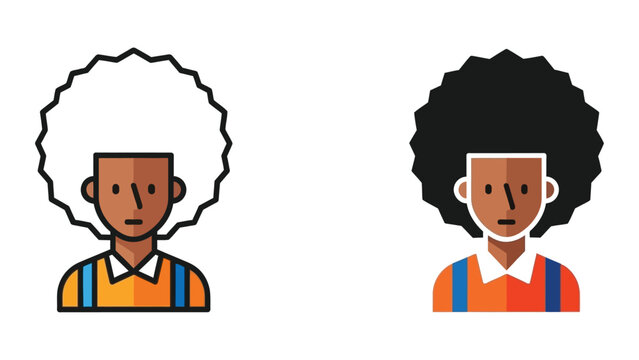 Avatar of a person with an afro hairstyle wearing a collared shirt vector illustration