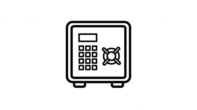 Modern safe icon with keypad and dial for security and finance.