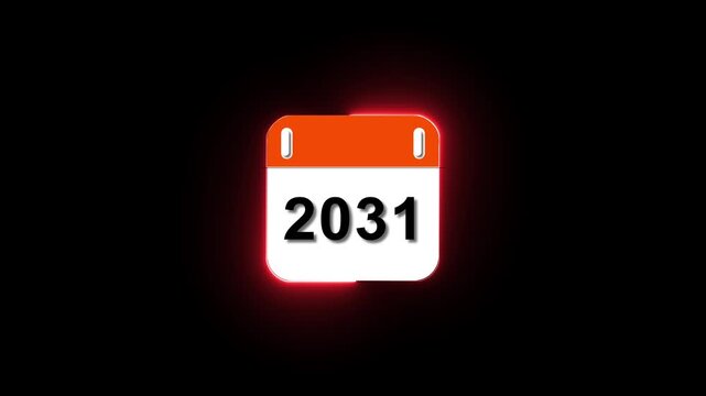 2031 calendar year with glowing neon border for future planning and business scheduling date schedule