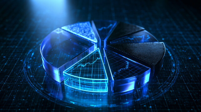 3D Digital Pie Chart for Financial Data Visualization