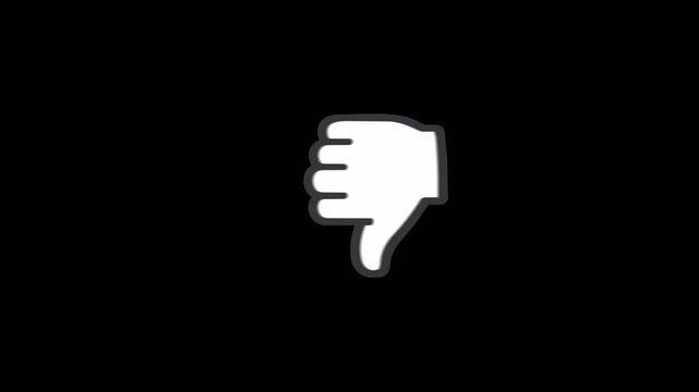 Vector Thumbs Down Dislike Animation with Transparent Background - 4K Landscape Horizontal