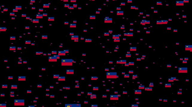 A shower of Liechtenstein national flags, Alpha Channel