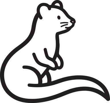 Minimal Cute Otter Ferret Weasel Sitting Outline Icon Cartoon Illustration