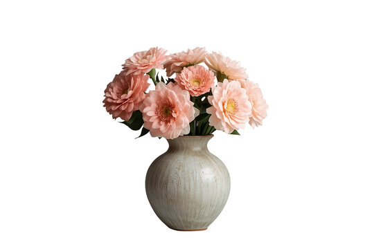 Soft pink mixed flower bouquet in a round ceramic vase