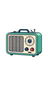 Vintage Teal Green Retro Radio Vector Illustration Isolated on White Background. Classic Transistor Radio Graphic for Audio and Music Design.