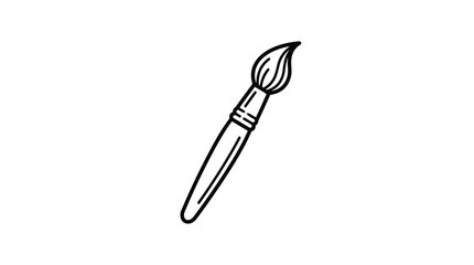 Obraz premium Paintbrush icon featuring clean black line art style isolated on white background for creative design projects and artistic studio branding elements with simple minimalist vector graphic