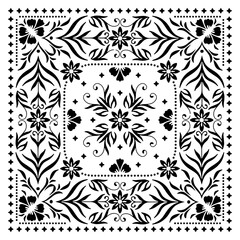 Fototapeta premium bandana, scarf, floral, rose, white, pattern, fabric, cotton, textile, handkerchief, square, vintage, botanical, flower,