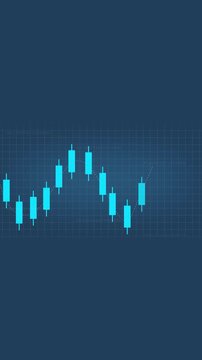 Abstract financial chart showing an uptrend and downtrend over time with data points on grid background, dynamic animation for business and stock market analysis footage.