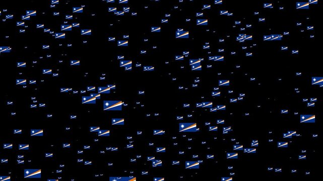 A shower of Marshall Islands national flags, Alpha Channel