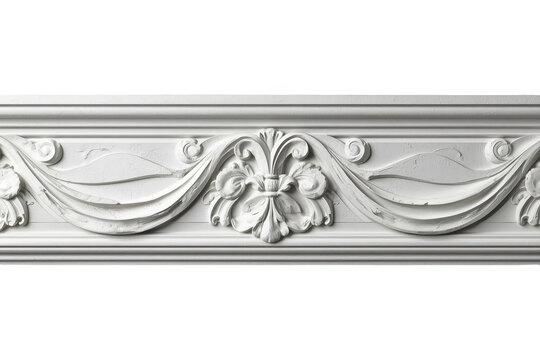 Ornate white floral molding border
