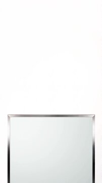 Minimalist Rectangular Mirror With Brushed Metal Frame On A Solid White Background For Modern Interior Decor Design
