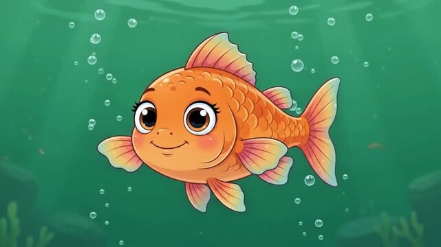 Orange Goldfish Swimming Underwater with Bubbles in Aquarium Waters 4k