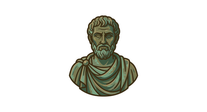 Ancient Greek philosopher bust sculpture.