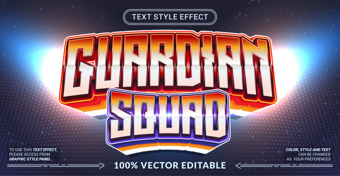 Editable text style effect - Guardian Squad text style theme.