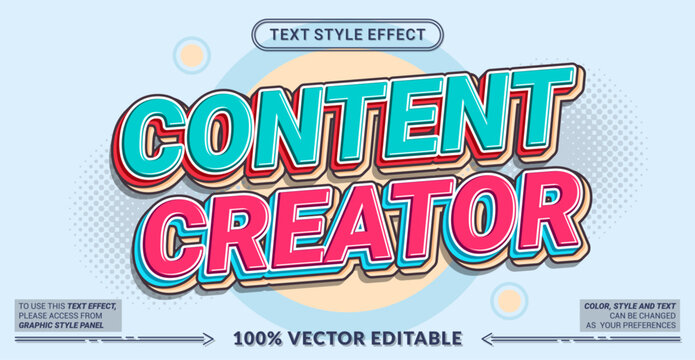 Editable text style effect - Content Creator text style theme.
