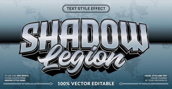 Editable text style effect - Shadow Legion text style theme.
