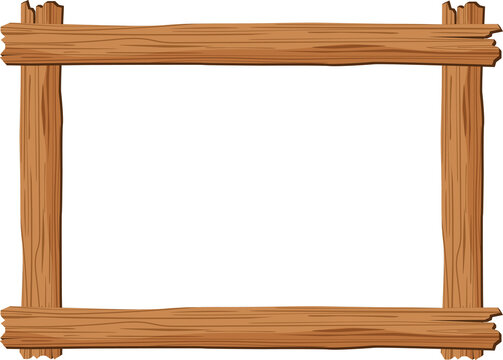 Rustic Wooden Frame with Natural Wood Texture, Decorative Vector Illustration