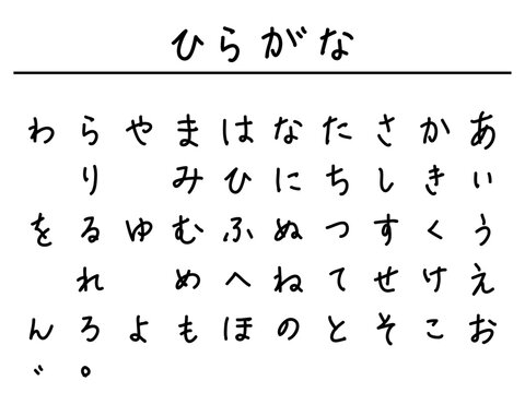 可愛い手書き風ひらがな五十音表ベクターイラスト素材