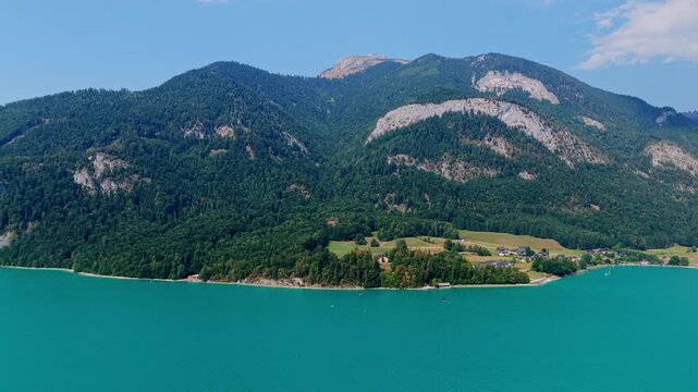 Wilderness and adventure at forest with lake. Alp green landscape. Landscape idyllic forest at lake. Scenic mountains. Nature alp landscape. Alp lake in scenic nature. Scenic nature alp hiking lake