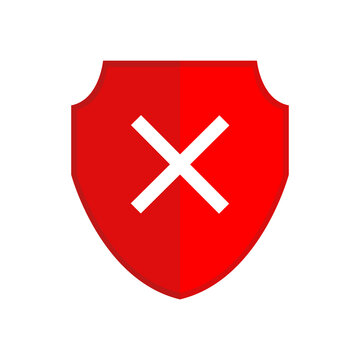 red shield protection icon isolate.