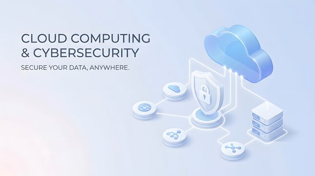 Cloud Computing and Cybersecurity Technology Concept with Digital Security Icons