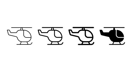 Fototapeta premium Helicopter Icons Set, Vector Graphics, Aviation Symbols, Transportation Icons, Simple Outline and Silhouette