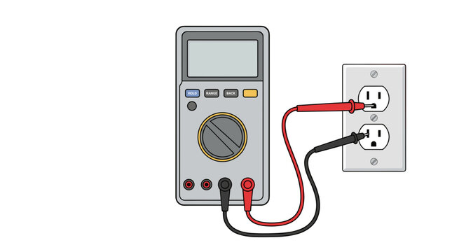 Digital Multimeter Testing Electrical Outlet Voltage