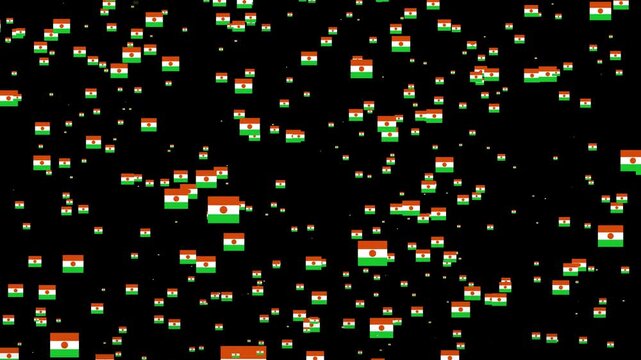A shower of Niger national flags, Alpha Channel