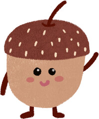 Kawaii acorn character illustration set with various poses and expressions © 은숙 이