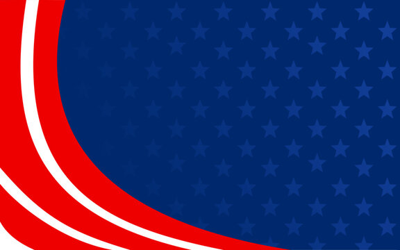 Patriotic banner with blue field, dark stars, white curves, red stripes, suitable for national events and celebrations decoration.