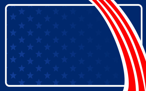 Dark blue patriotic background design featuring numerous small stars red white stripes. Suitable for fourth of july event promotions.