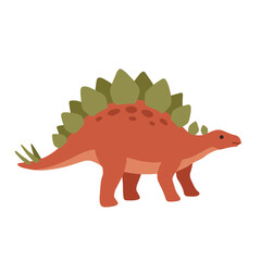 Cute flat vector illustration of an orange Stegosaurus dinosaur with large back plates, isolated on white background for children's education and prehistoric designs © Tricreative Project