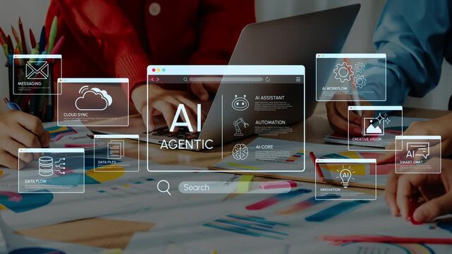 Collaborative Workspace with Digital Interface Featuring AI Concepts and Technology in a Modern Office Setting. Entropy.