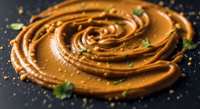 Swirled brown sauce food texture