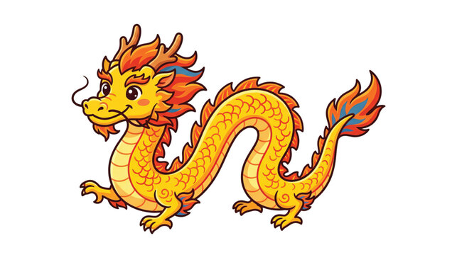 Cute Cartoon Chinese Dragon Illustration for Lunar New Year and Asian Zodiac Culture Clipart