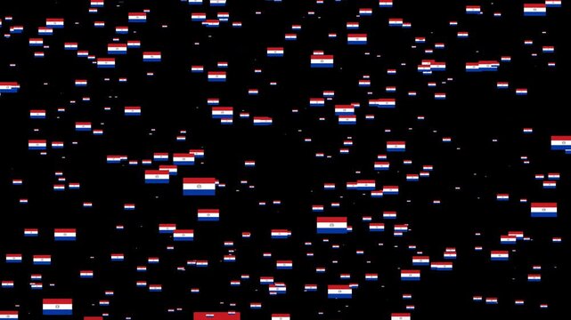A shower of Paraguay national flags, Alpha Channel