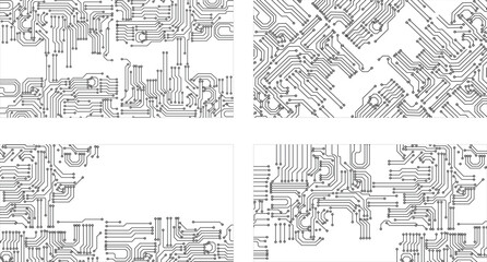 Fototapeta premium Semiconductor Technology Circuit Pattern. Futuristic Electronic Network Line Art