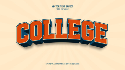 College varsity sport 3d retro vector text effect editable template © ricks