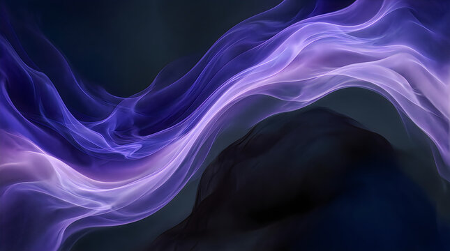 Abstract purple and blue smoke swirling in dark space