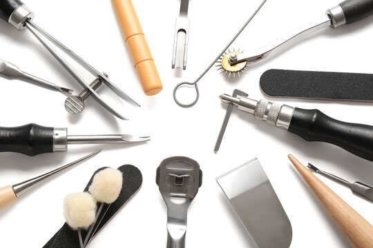 Foot care and pedicure tools, professional podiatry instruments for healthy feet, isolated on a clean white background