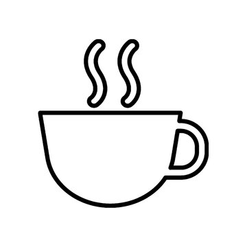 a black coffee cup outline vector isolated on white background