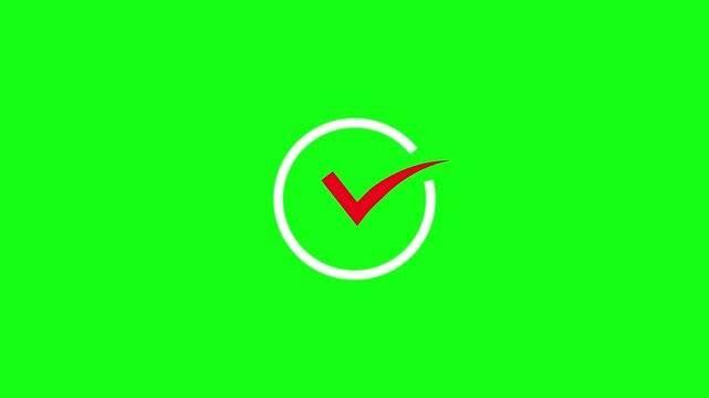 Abstract check mark red. green background check mark 4k video. Hand-Drawn tik Mark Animation on Black Background Animated  Check Mark Icon Checkbox or Tick Doodle Animation.