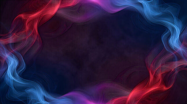 Colorful abstract smoke swirls on dark background with purple and pink glow