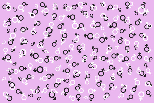 Gender Symbols Seamless Pattern Background. Suitable for social, equality, identity, relationship, and modern graphic design concepts. Vector Illustration
