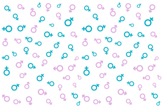 Gender Symbols Seamless Pattern Background. Suitable for social, equality, identity, relationship, and modern graphic design concepts. Vector Illustration