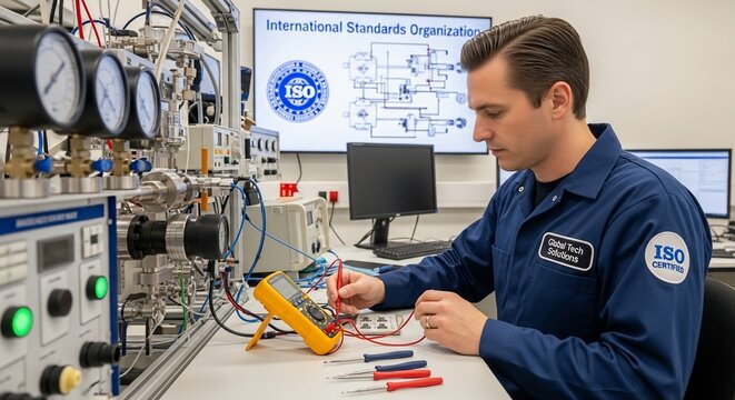 Technician working on equipment