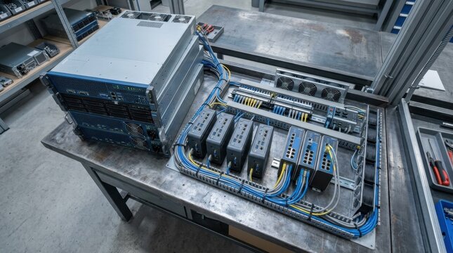 Industrial servers edge computers switches and cable looms for legacy data historian modernization