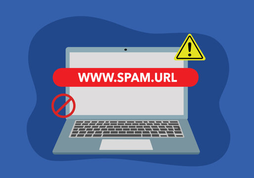 Spam URL. don't click spam URL, Dangerous link concept. suspicious and dangerous hyperlink concept illustration flat design.