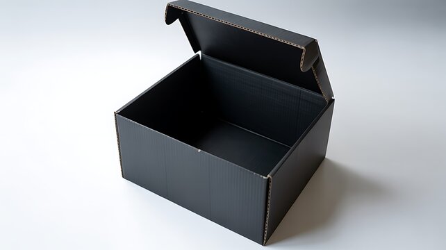 Black open cardboard storage box with hinged lid isolated on a white background
Category: buildings & architecture
Type: photo